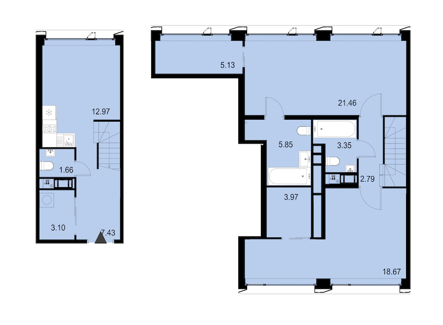 2-комнатная квартира 86.38 м², 4/7 эт., ЖК «Golden Сity»